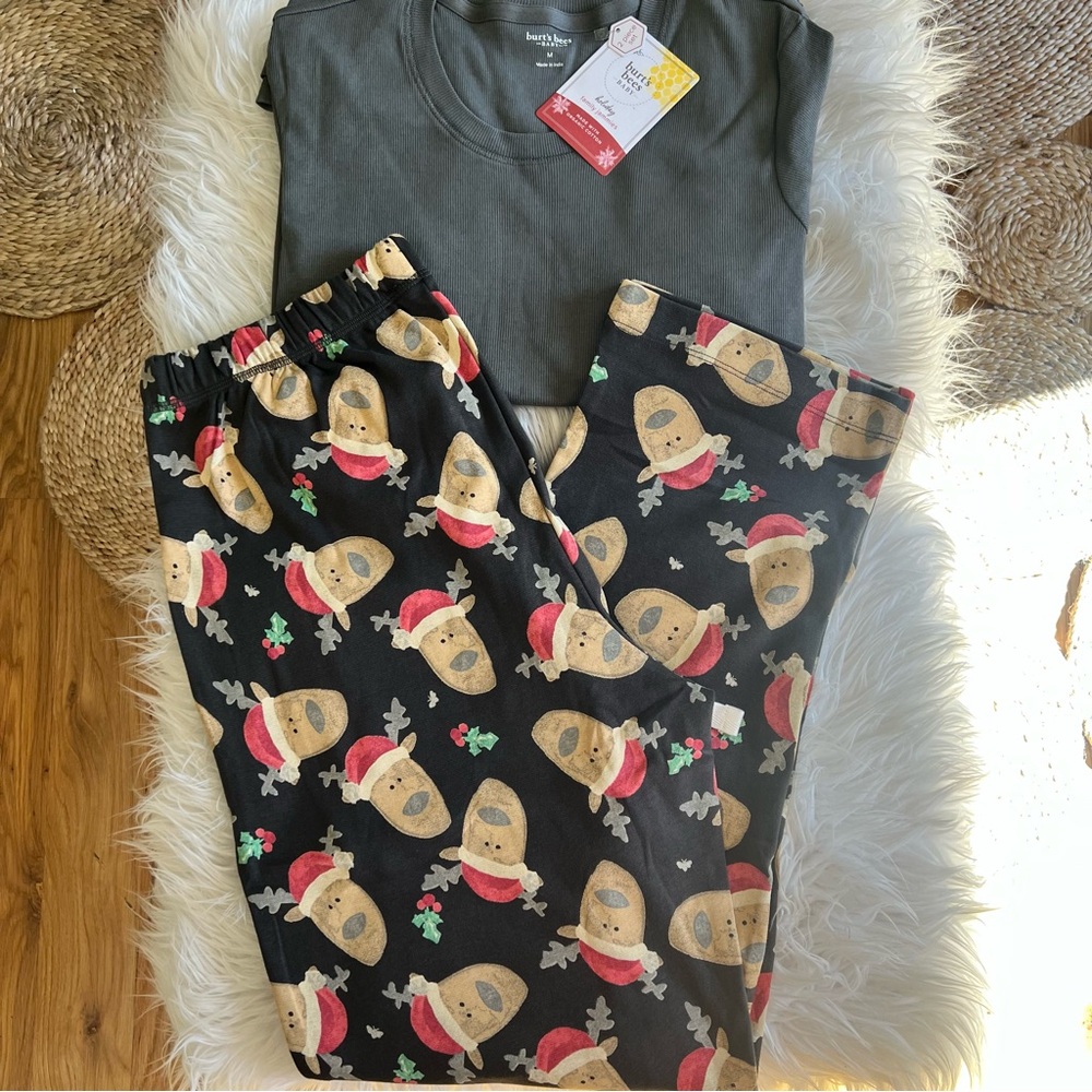 Men’s Burt's Bees Baby Reindeer Christmas Pajama Set Matching Family Santa Pjs